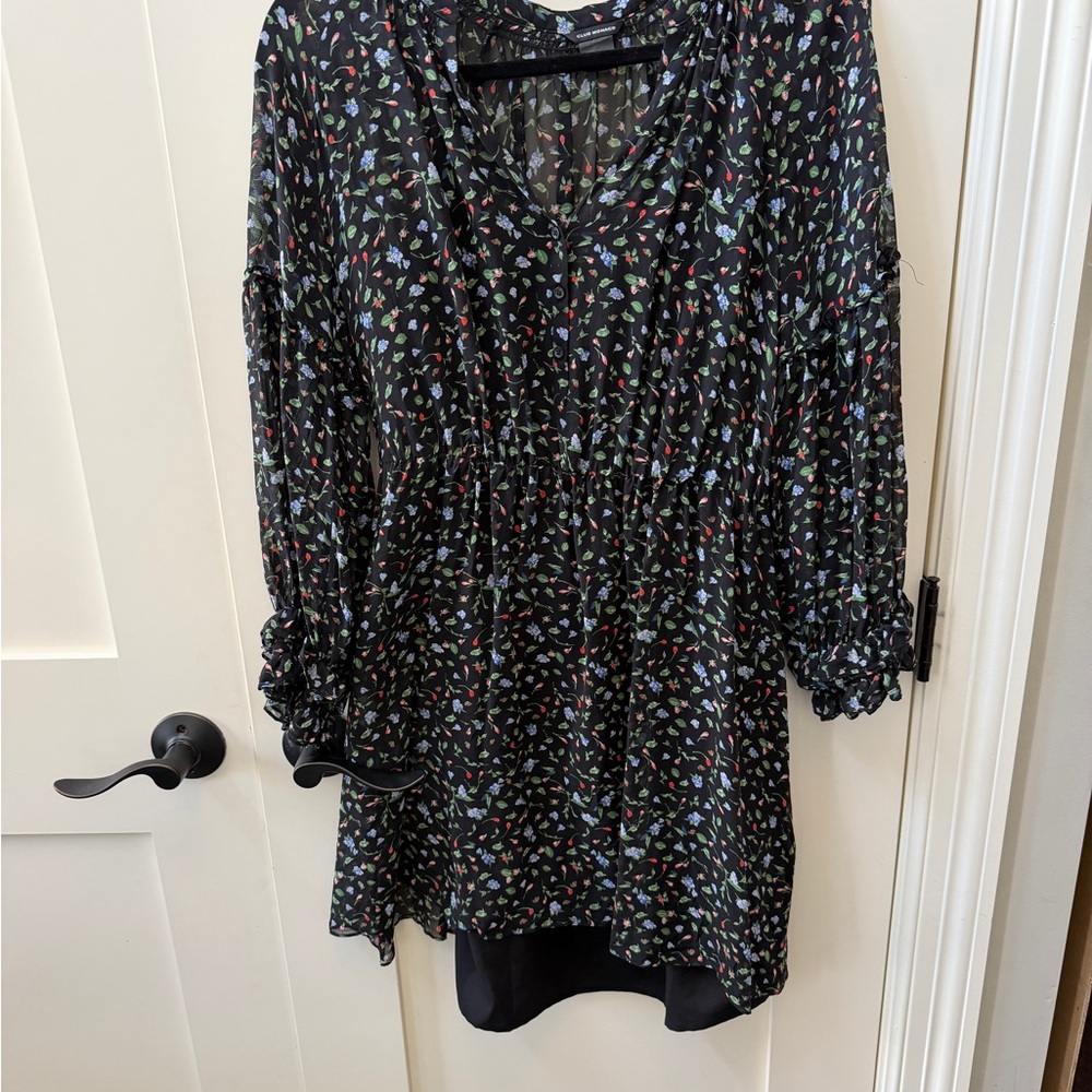 Club Monaco Black Floral Dress